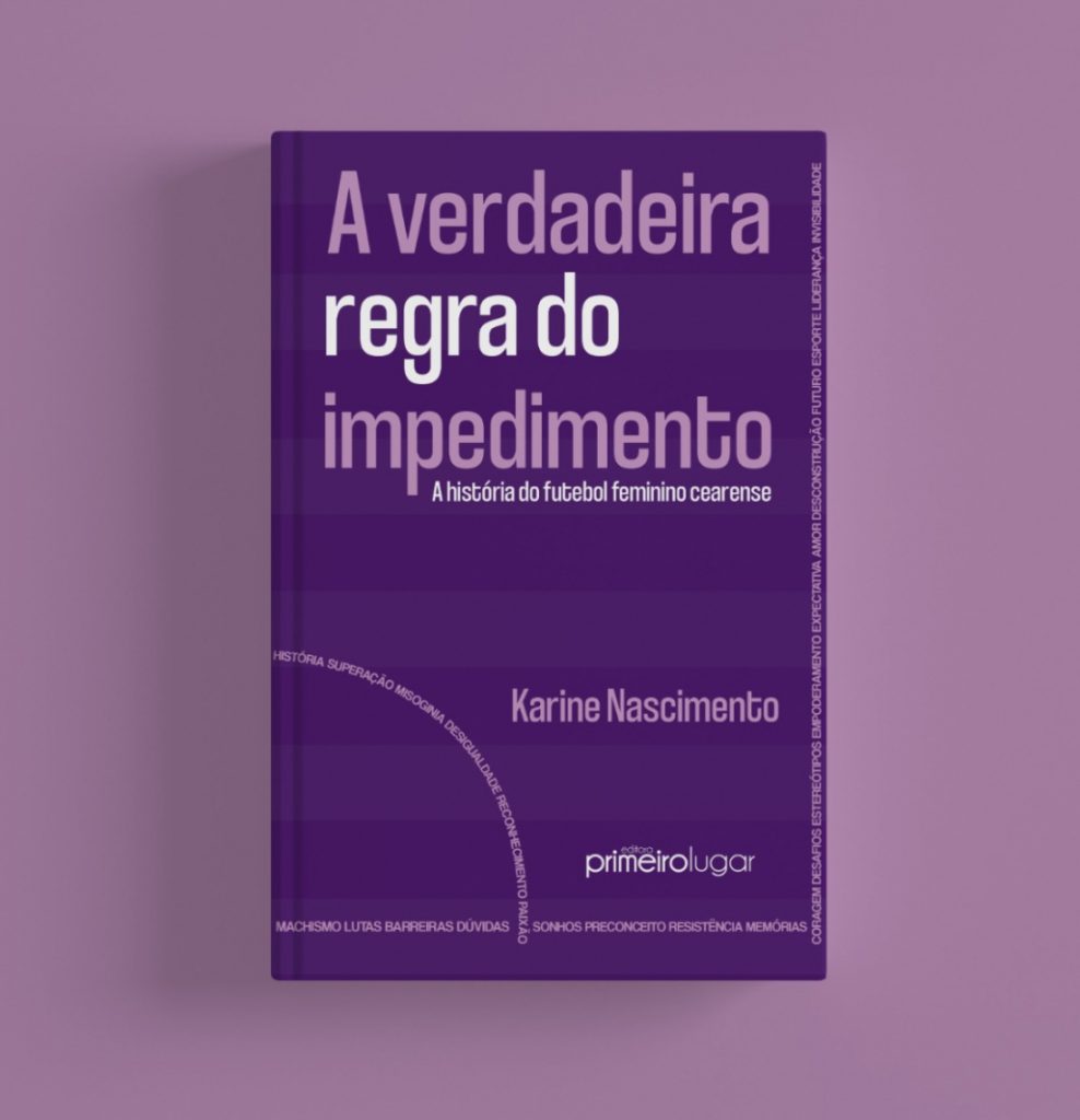 Capa do livro "A verdadeira regra do impedimento" em fundo roxo